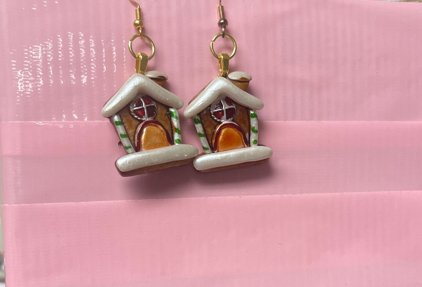 Christmas Gingerbread House Wire Earrings
