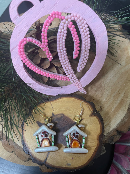 Christmas Gingerbread House Wire EarringsPink tiful of LOVE