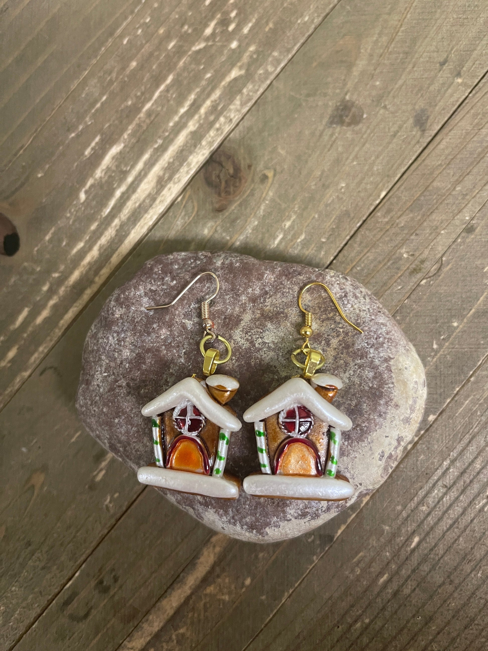 Christmas Gingerbread House Wire EarringsPink tiful of LOVE