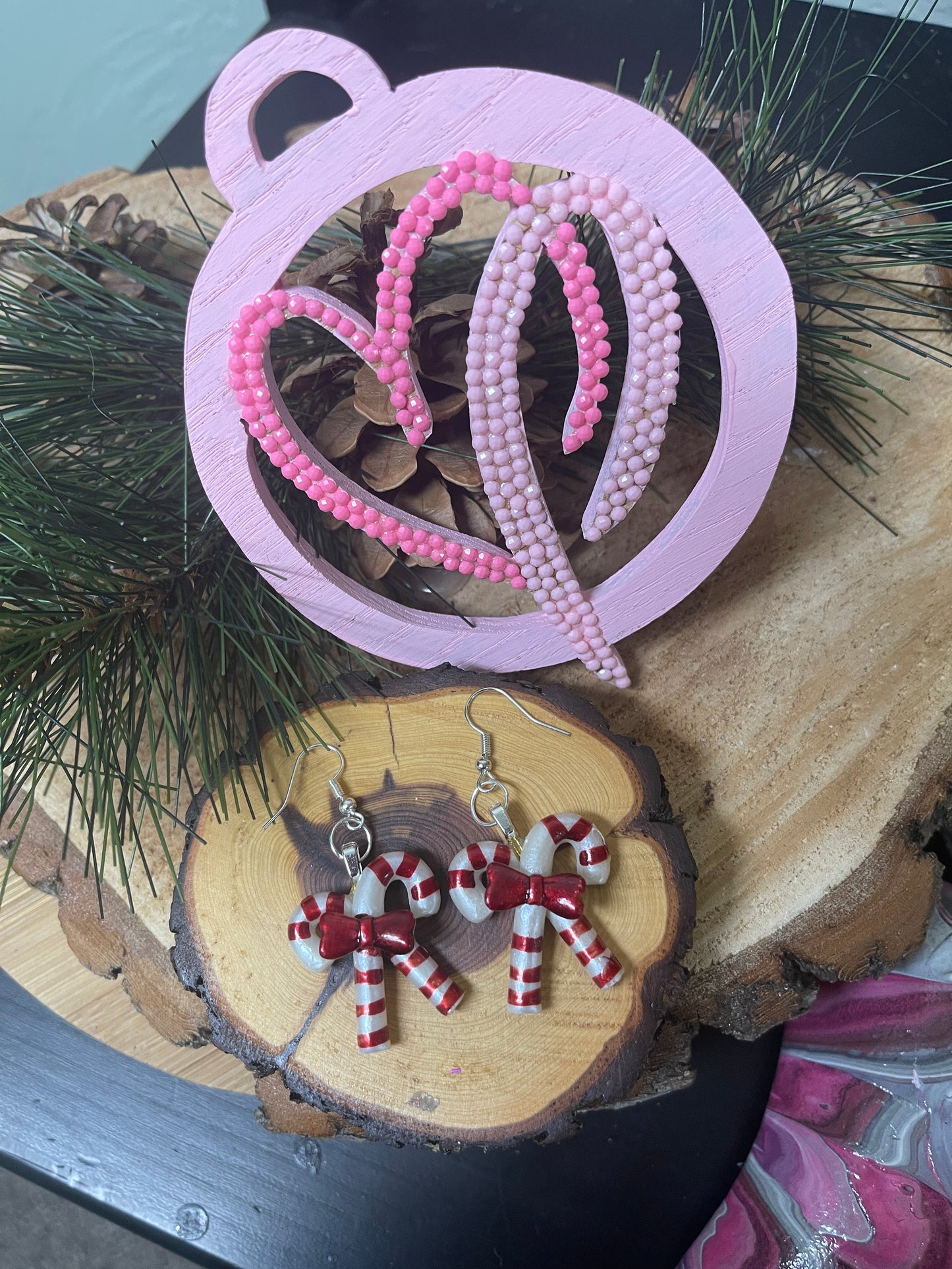 Christmas Candy Cane Wire Earrings