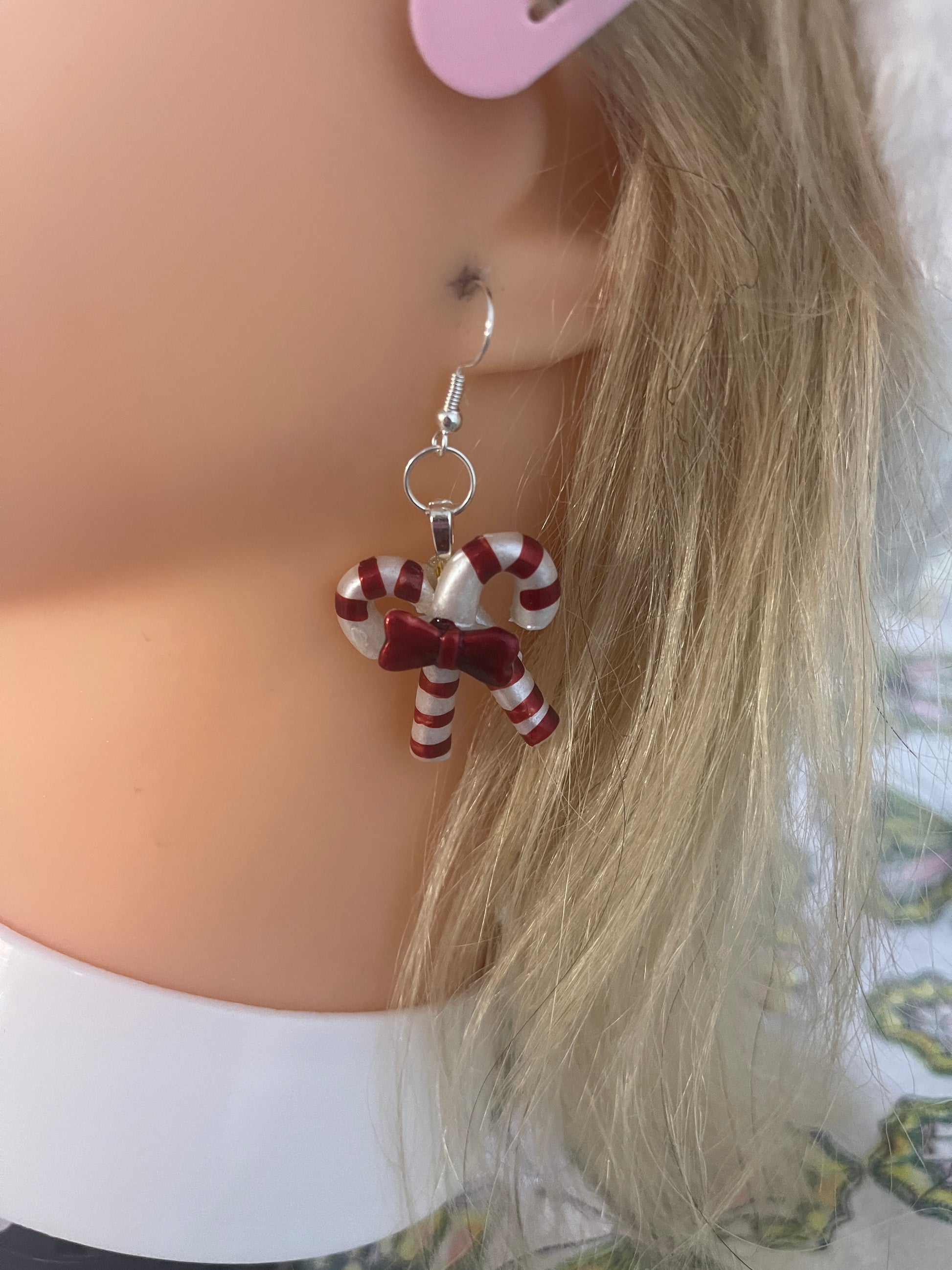 Christmas Candy Cane Wire EarringsPink tiful of LOVE