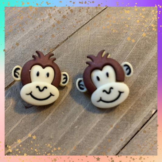 Silly Monkey Stud Earrings – Cute Dark Brown