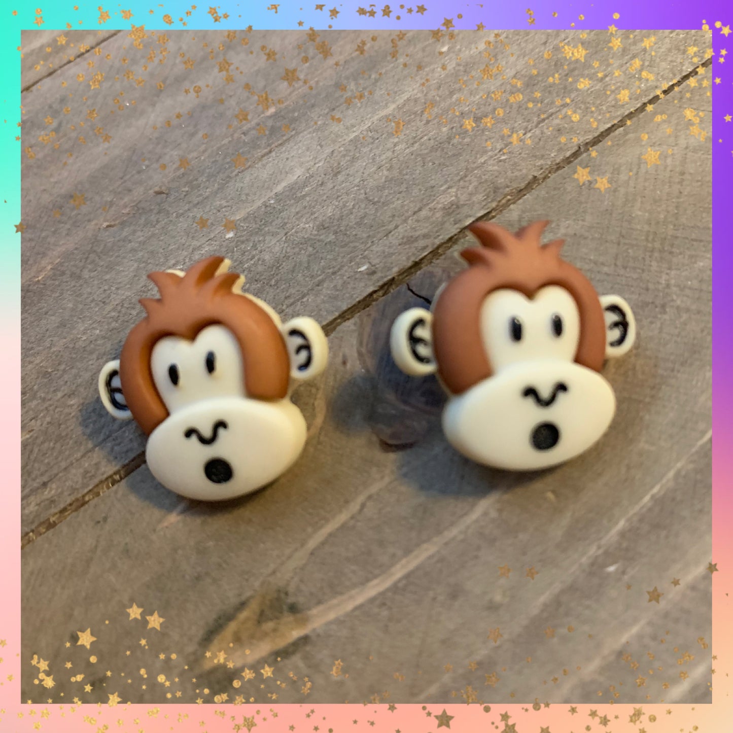 Silly Monkey Stud Earrings – Cute Light Brown