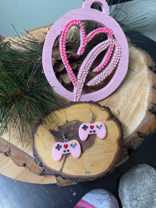 Video Gaming Controller Wire EarringsPink tiful of LOVE