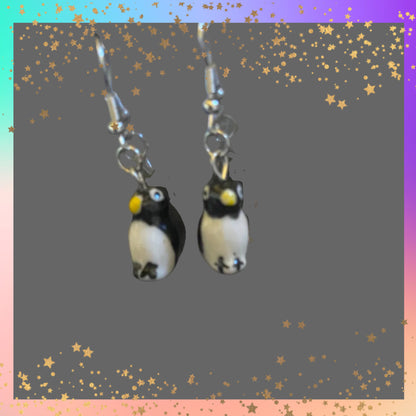 Ceramic Penguin Dangle Earrings – Winter Wonderland Charm Jewelry