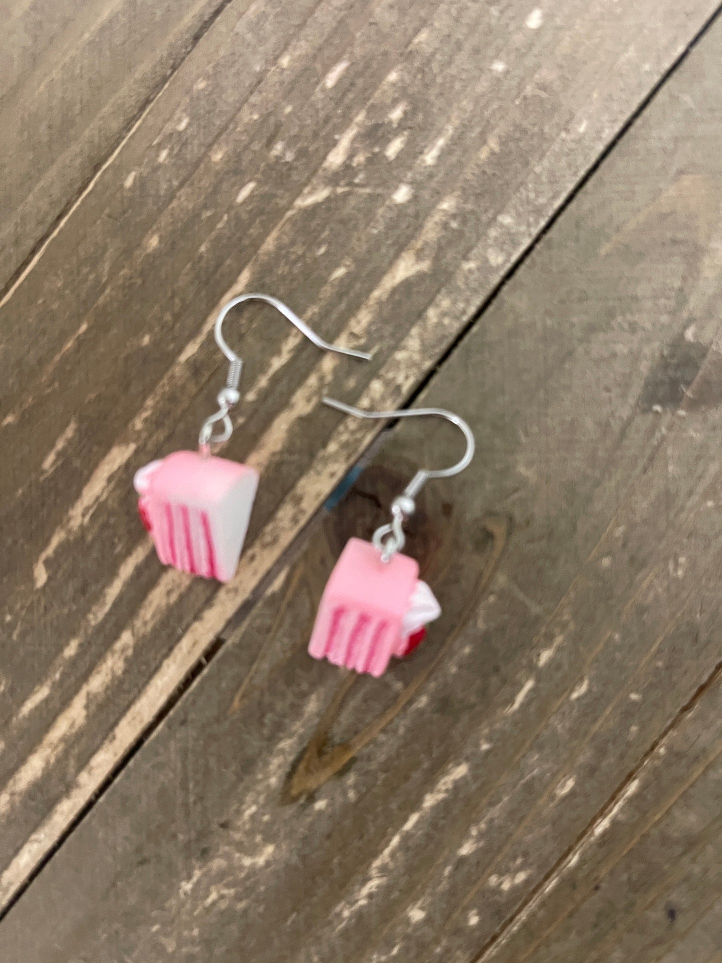 Strawberry Layered Cake Wire Earrings