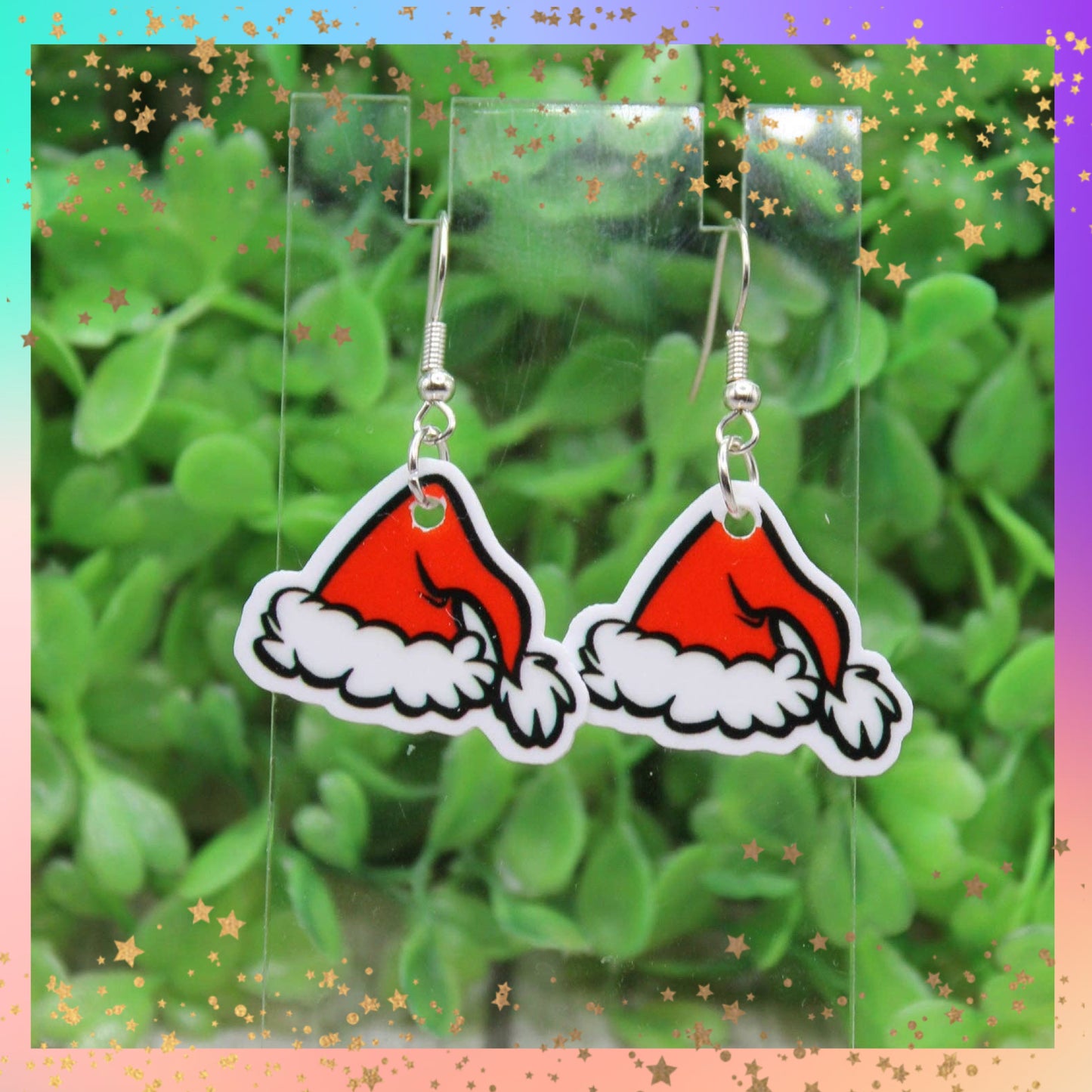 Mini Santa Hat Dangle Earrings – Festive Acrylic Holiday Minis