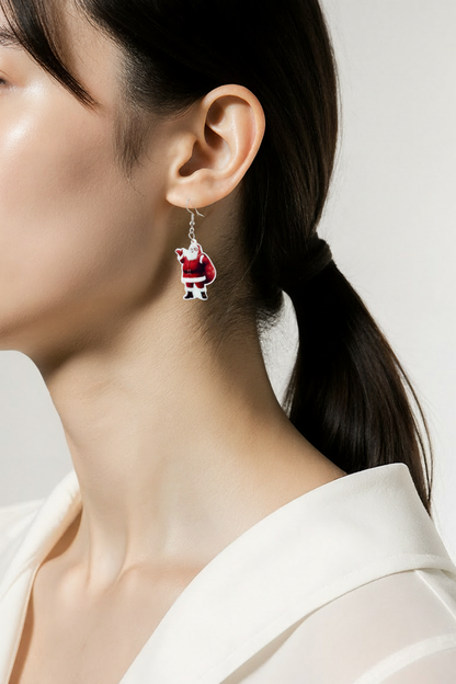 Classic Santa Claus Dangle Earrings – Festive Acrylic Holiday Jewelry