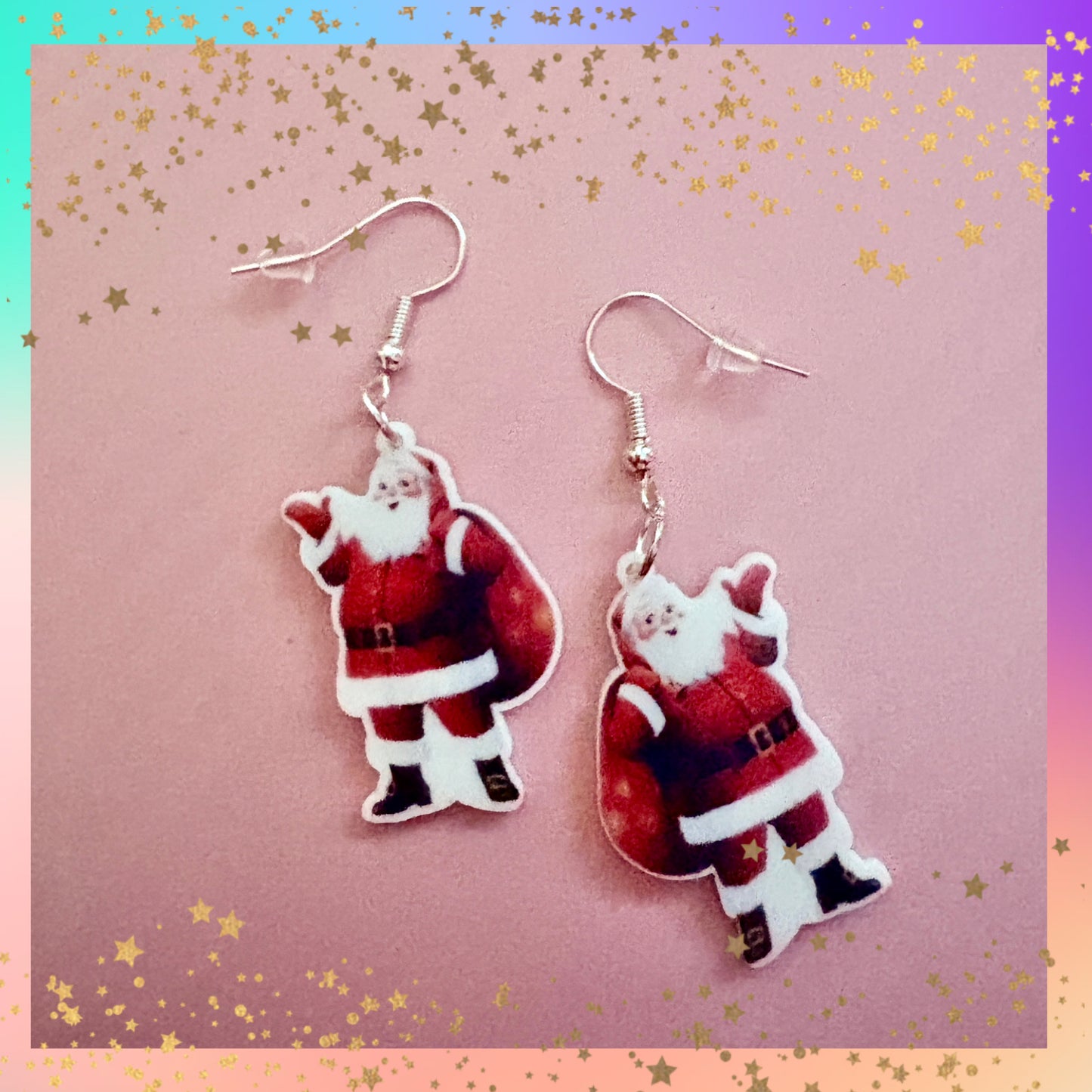Classic Santa Claus Dangle Earrings – Festive Acrylic Holiday Jewelry