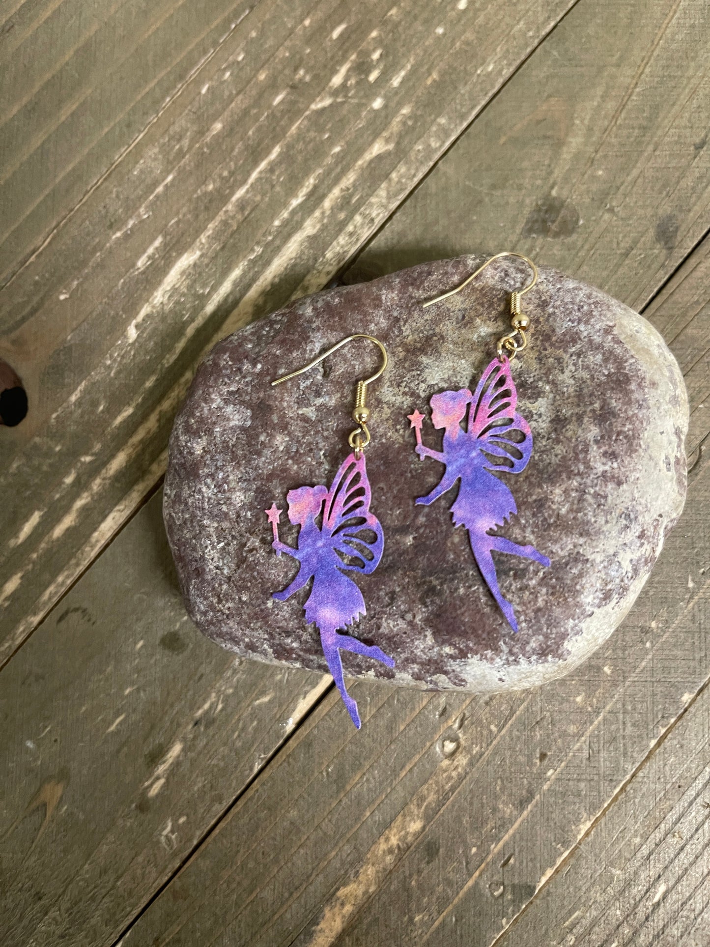 Purple and Pink Fairy Wire Earrings