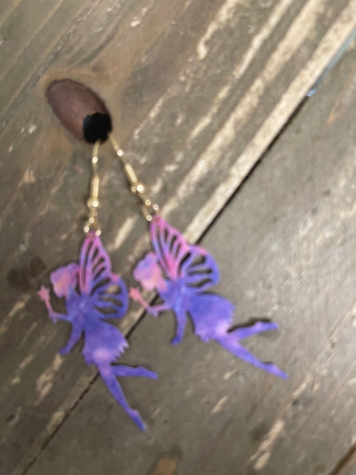 Purple and Pink Fairy Wire Earrings