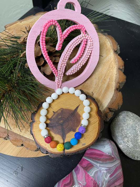 White Lava Stone Chakra colors  BraceletPink tiful of LOVE