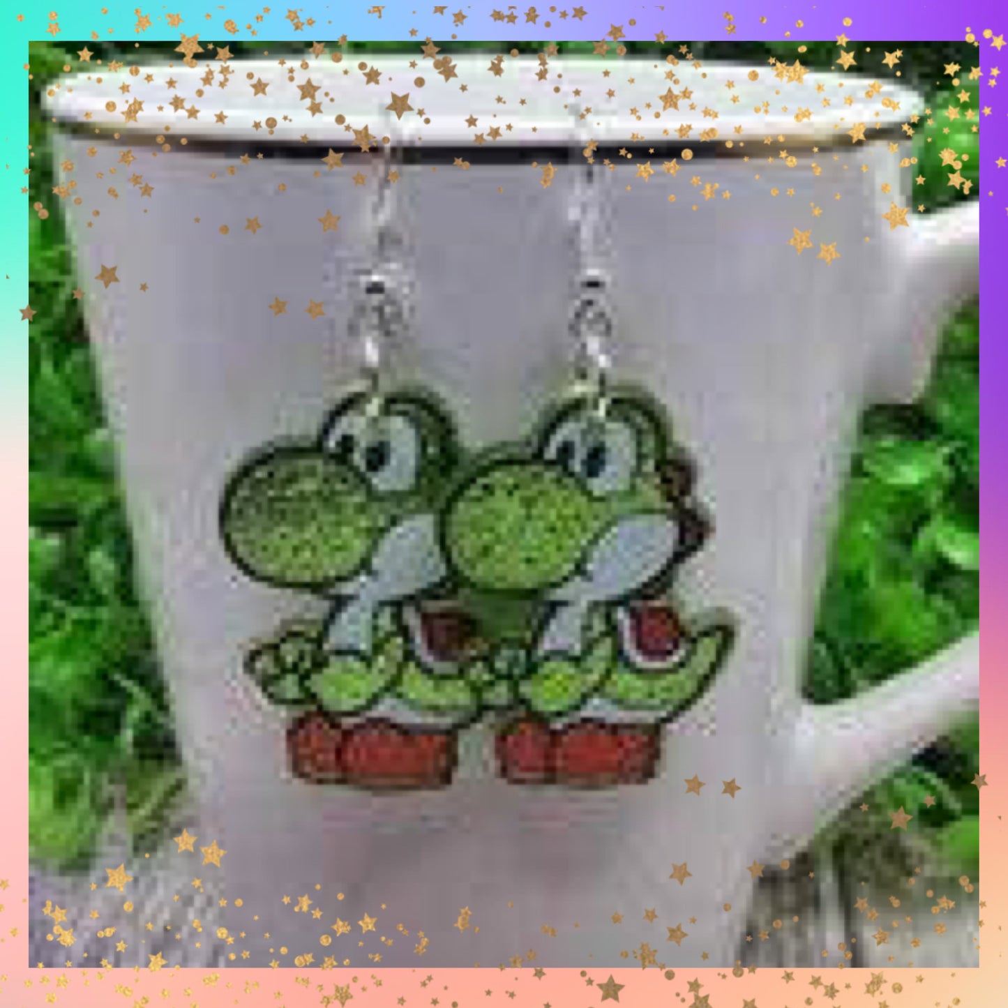 Glitter Yoshi Dangle Earrings | Handmade Resin Jewelry
