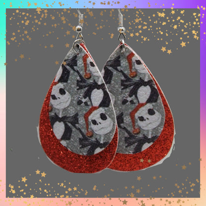 Santa Hat Jack Teardrop Earrings | Handmade Holiday Statement Earrings