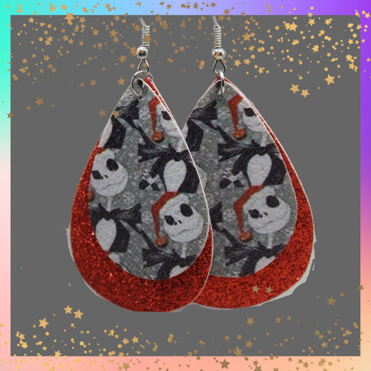 Santa Hat Jack Teardrop Earrings | Handmade Holiday Statement Earrings