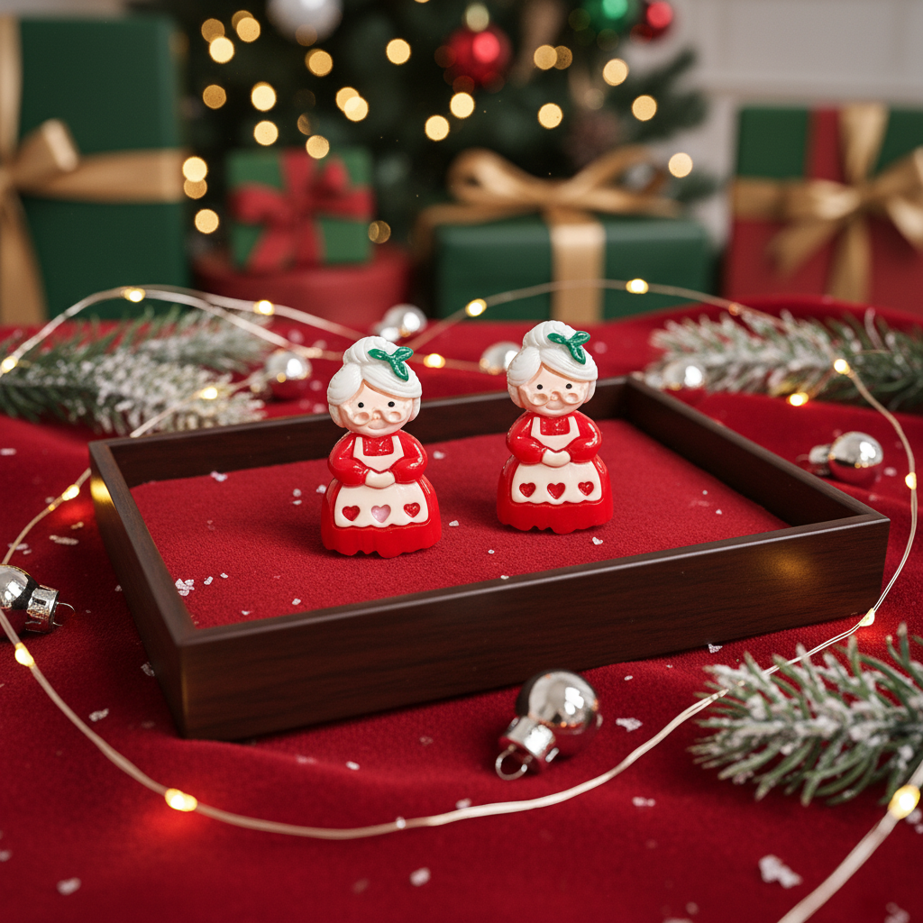 Magic of the Christmas Season Mrs. Claus Stud Earrings