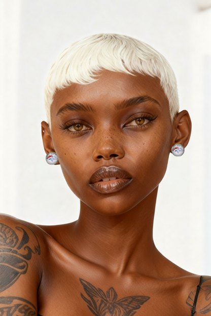 Denver Broncos Football Glass Stud Earrings | 12mm Handmade Fan Jewelry