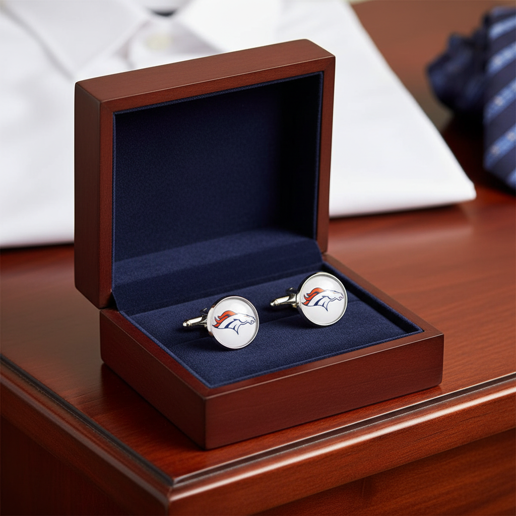 Denver Broncos Football Glass Stud Earrings | 12mm Handmade Fan Jewelry