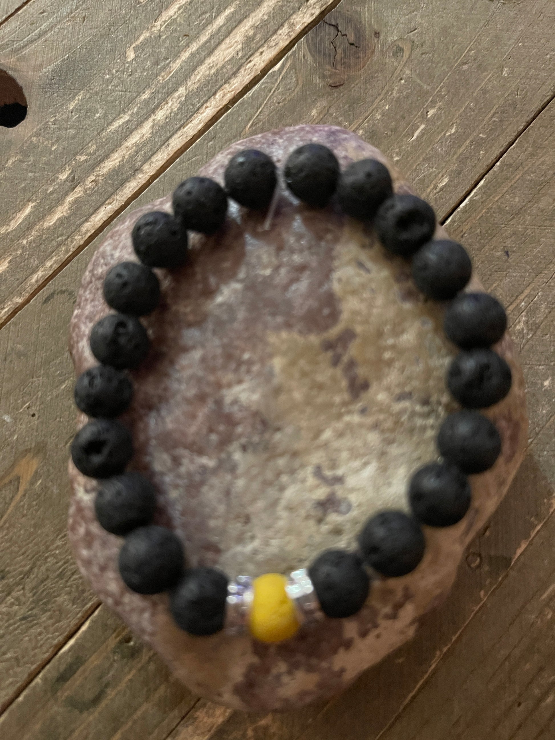 Black Lava Stone (8mm) with yellow Beaded Elastic/Stretch BraceletPink tiful of LOVE