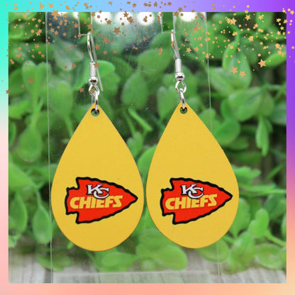 KC Chiefs Red Arrow Teardrop Dangle Earrings | Handmade Fan Jewelry
