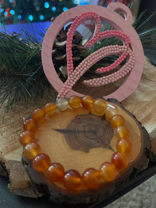 Carnelian Gemstone Beaded Elastic/Stretch BraceletPink tiful of LOVE