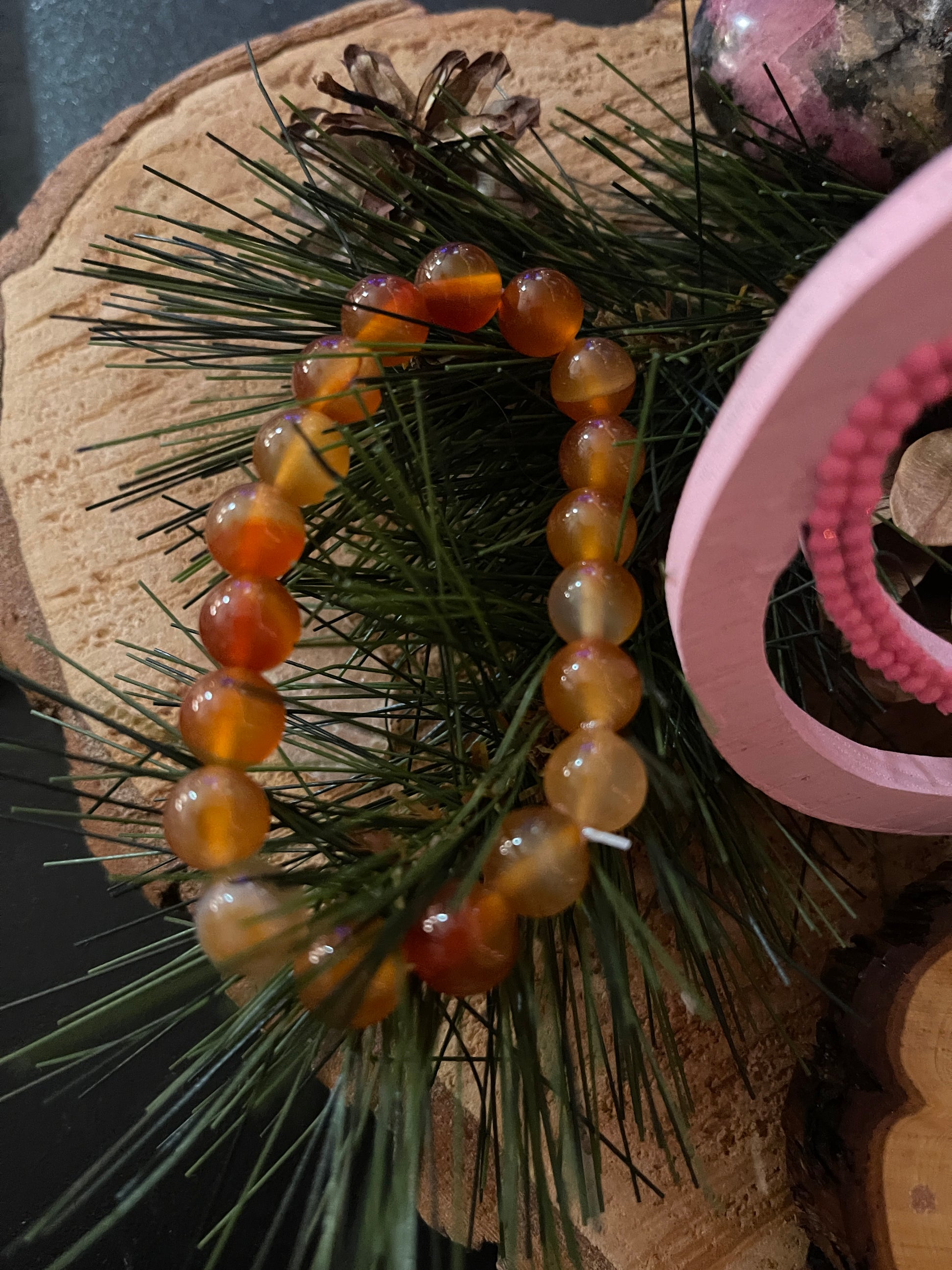Carnelian Gemstone Beaded Elastic/Stretch BraceletPink tiful of LOVE