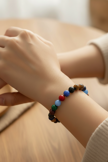 Natural Stone Cosmic Galaxy Eight Planets Bracelet | Celestial Beaded Jewelry