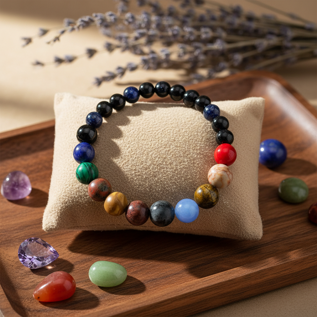 Natural Stone Cosmic Galaxy Eight Planets Bracelet | Celestial Beaded Jewelry