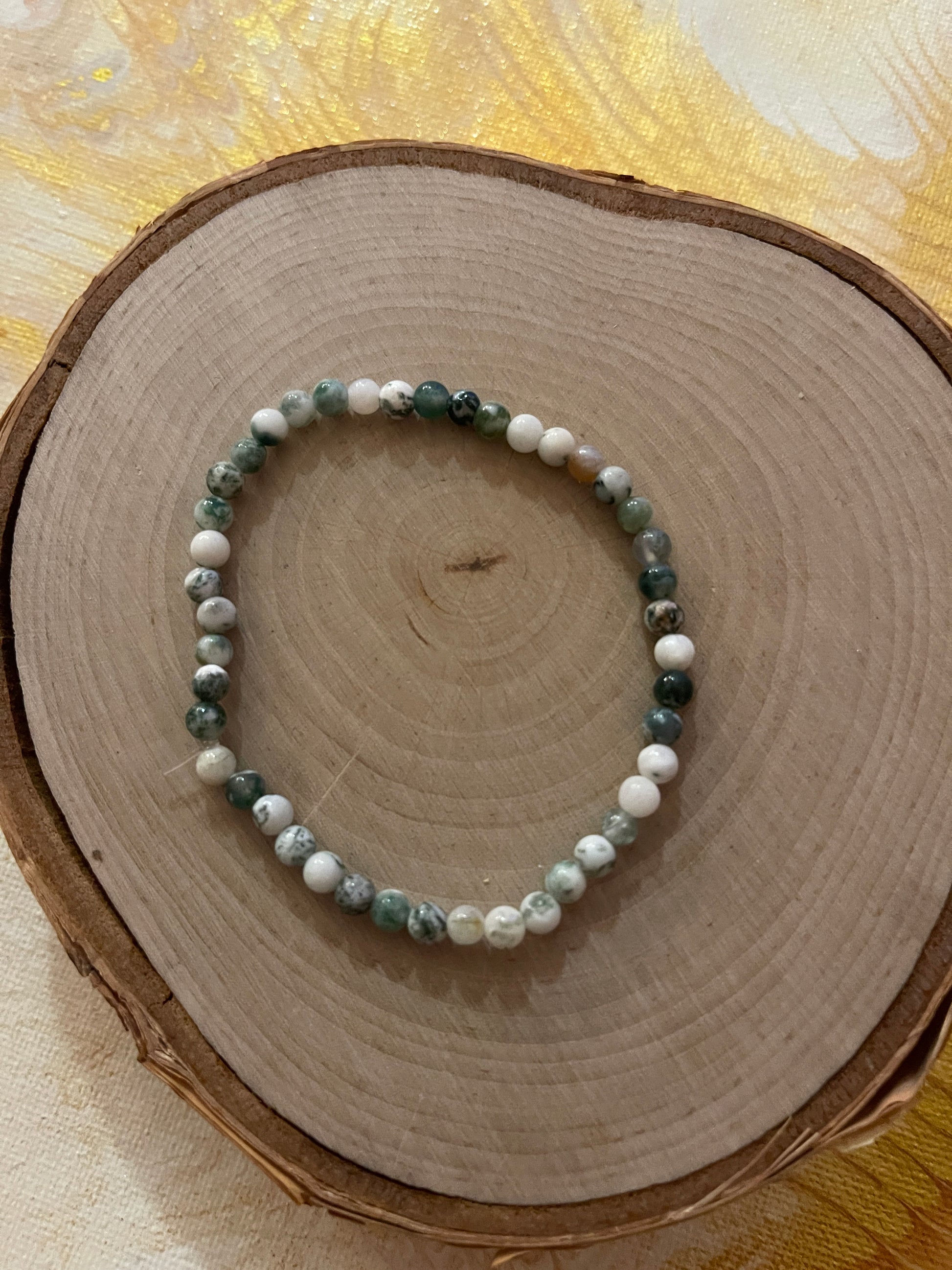 Tree Agate Beaded Elastic Bracelet;  Natural Gemstones; perfect gift for him or herPink tiful of LOVE