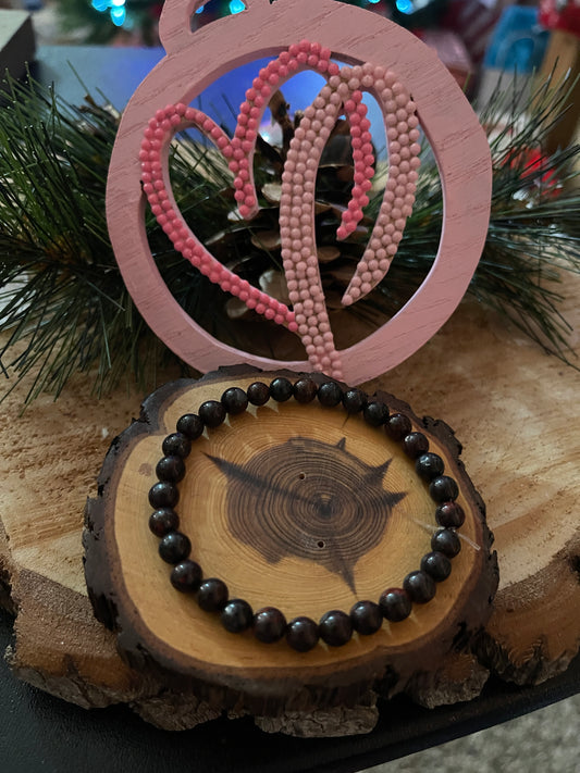 Black Tourmaline in  Red Jasper Beaded Elastic/Stretch BraceletPink tiful of LOVE