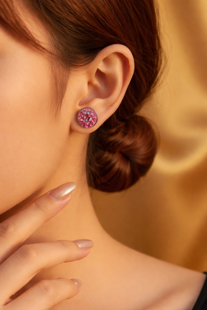 Hot Pink Druzy Stud Earrings | 12mm Sparkle Studs