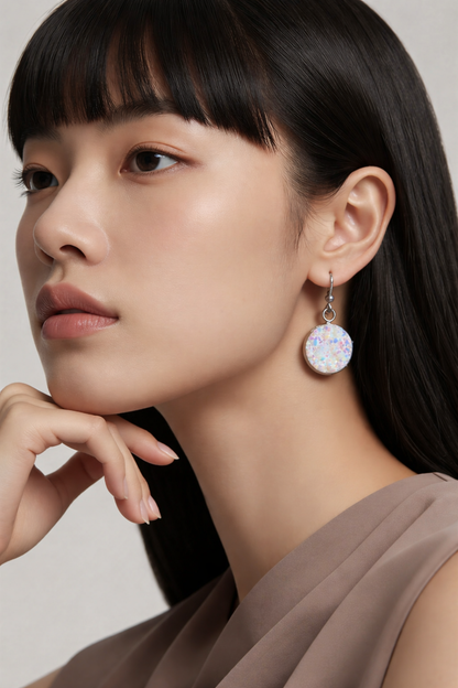 White Druzy Dangle Earrings | 12mm Sparkle wires