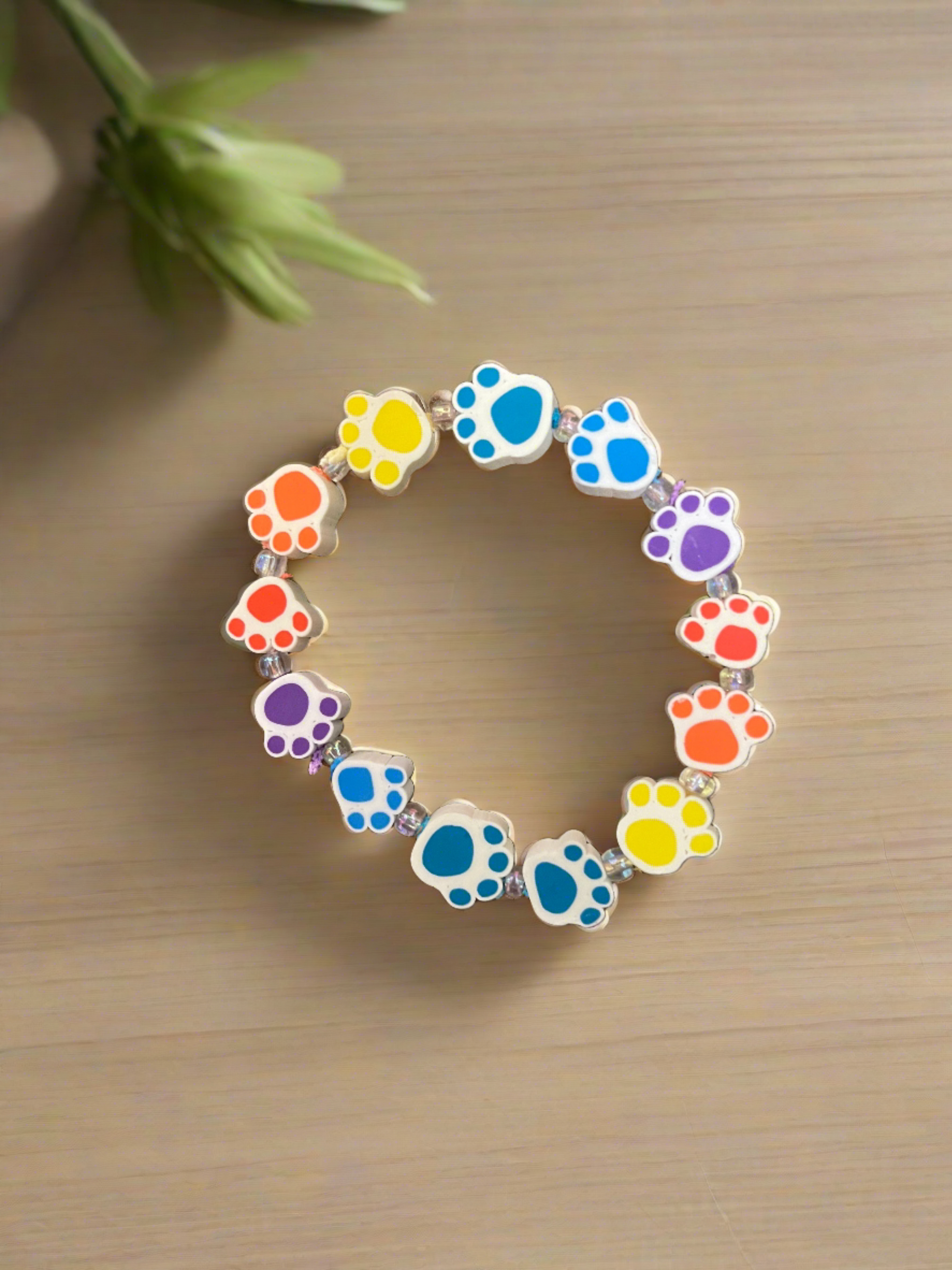 Paw Shaped Rainbow colors Bead Elastic/Stretch BraceletPink tiful of LOVE