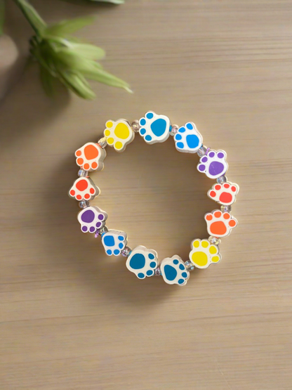 Paw Shaped Rainbow colors Bead Elastic/Stretch BraceletPink tiful of LOVE