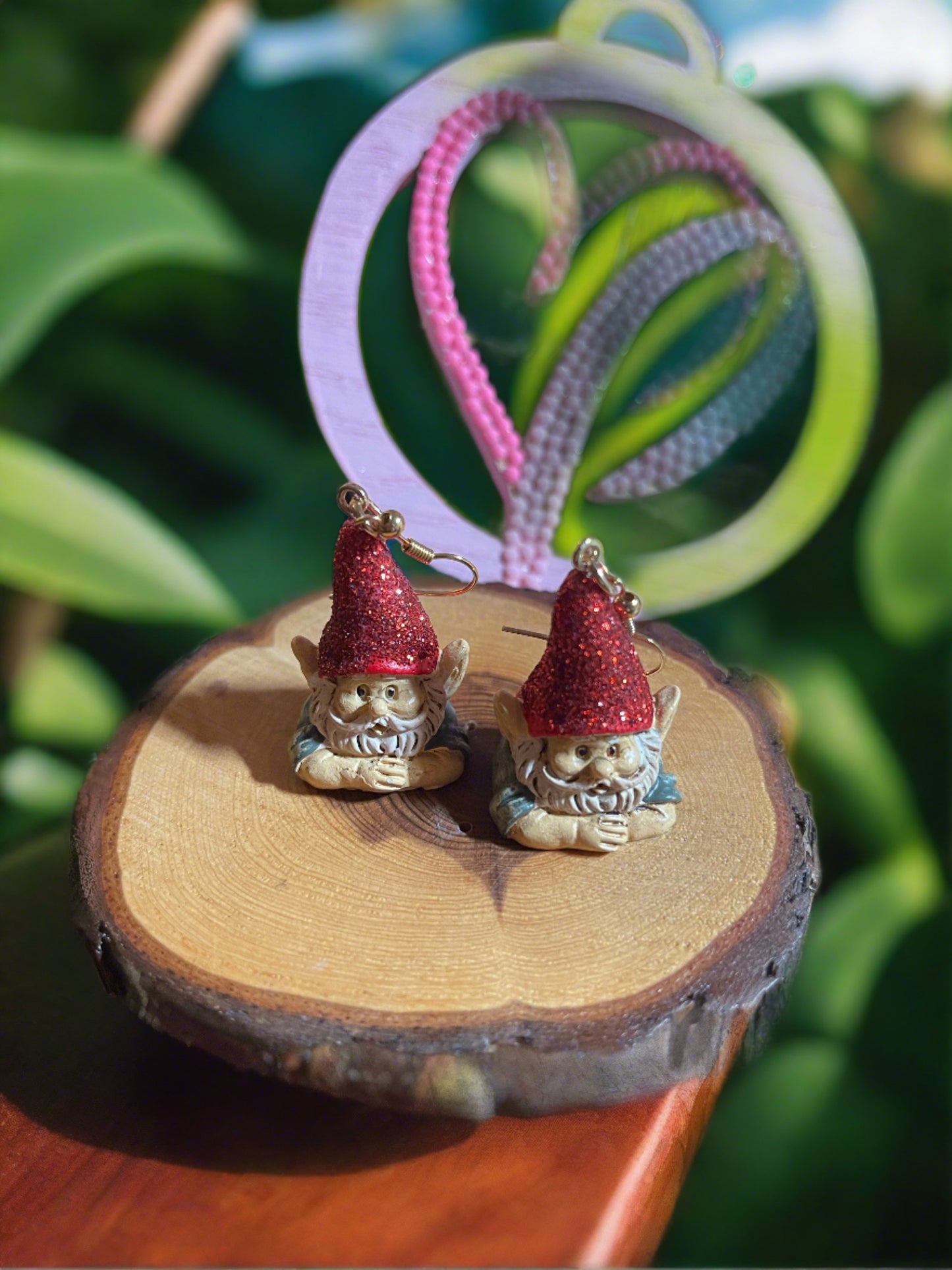 Glitter Gnome Charm Wire earrings