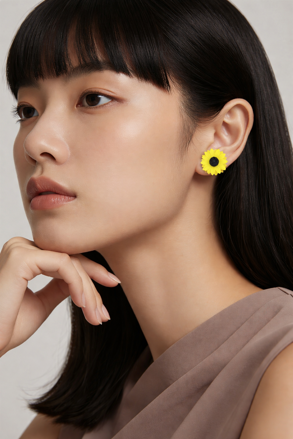 Tiny Sunflower Post Earrings – Bright Yellow Resin Floral Studs