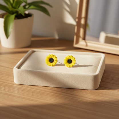 Tiny Sunflower Post Earrings – Bright Yellow Resin Floral Studs