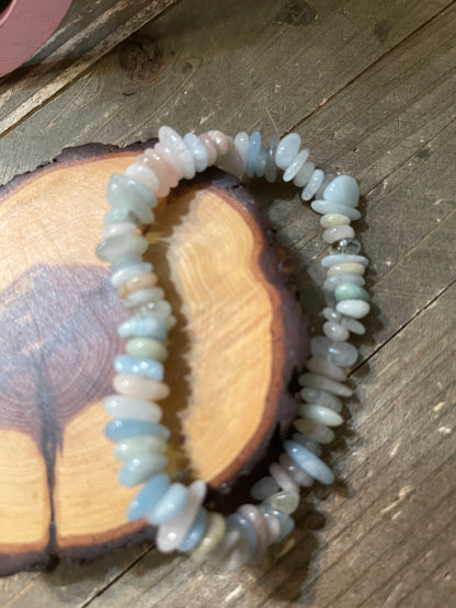 Mixed Beryl Pebble gemstone beaded Stretch bracelet