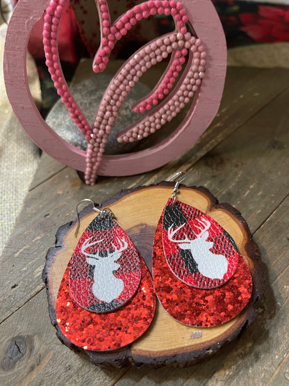 Christmas Reindeer Teardrop Wire Earrings