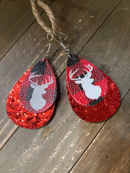 Christmas Reindeer Teardrop Wire Earrings