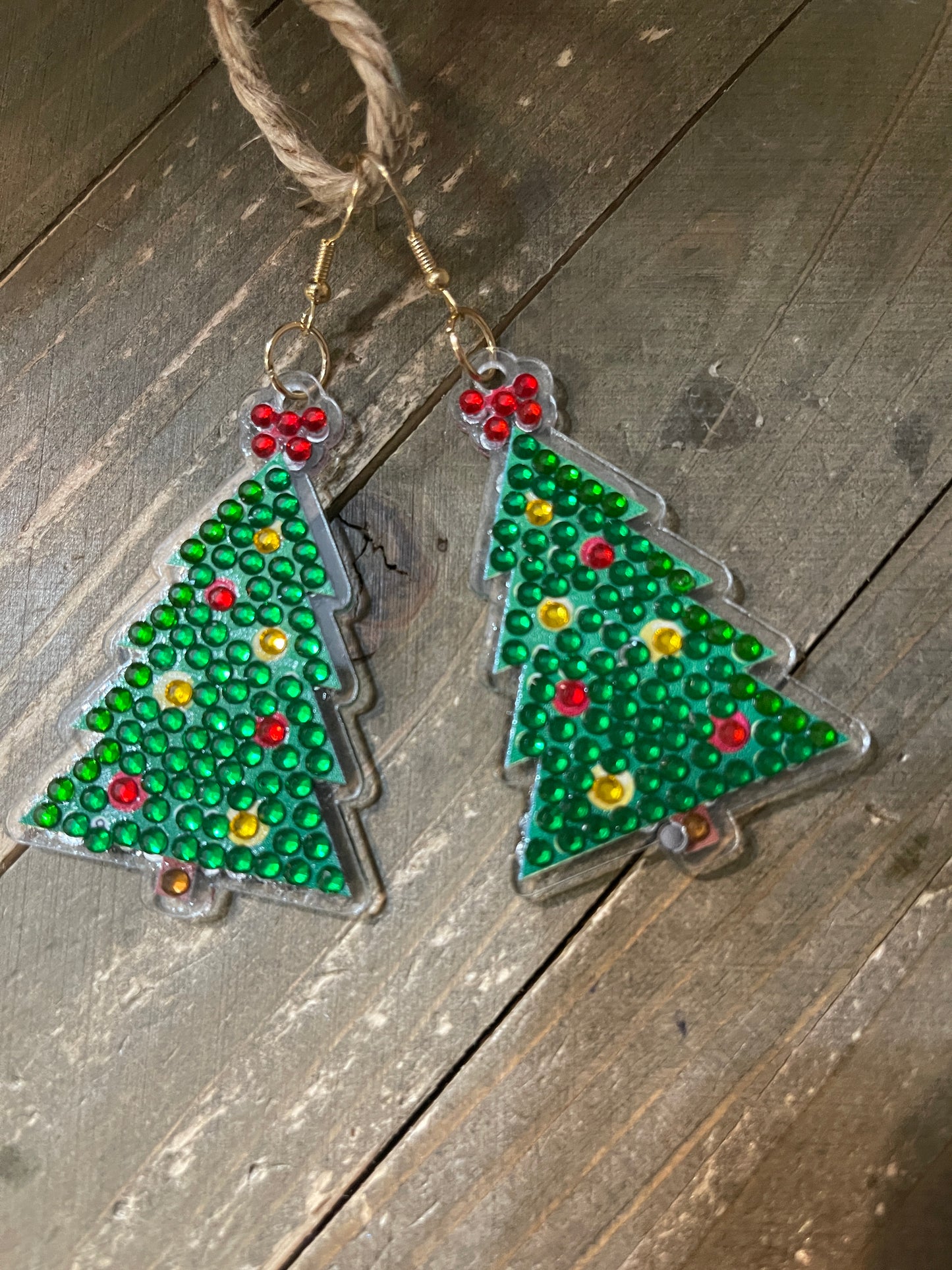 Christmas Earrings- Diamond Painting Christmas Tree Wire Earrings-28