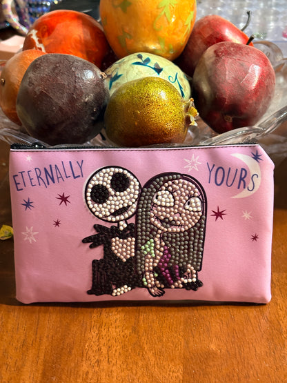 Eternally Yours Diamond Art Pencil & Makeup Bag – Gothic Rhinestone Zip Pouch