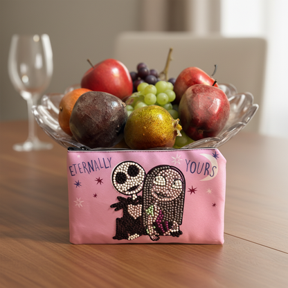 Eternally Yours Diamond Art Pencil & Makeup Bag – Gothic Rhinestone Zip Pouch