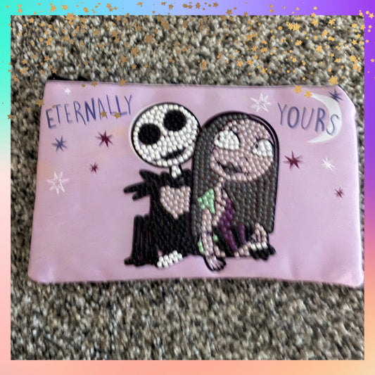 Eternally Yours Diamond Art Pencil & Makeup Bag – Gothic Rhinestone Zip Pouch
