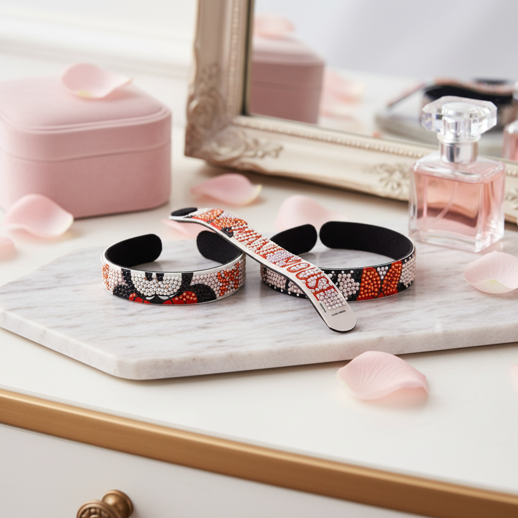 Set of 3 Minnie-Inspired Rhinestone Bracelets – Sparkly Statement Stack