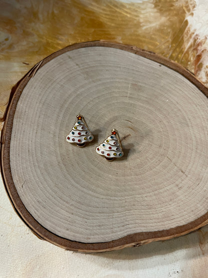 Enamel Christmas Tree Stud Earrings