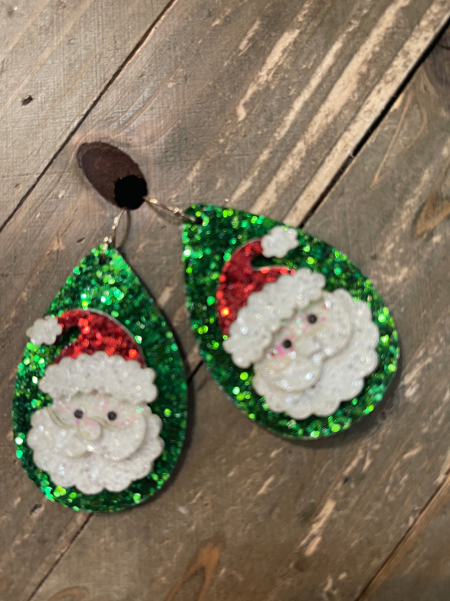 Christmas Santa Teardrop Wire Earrings