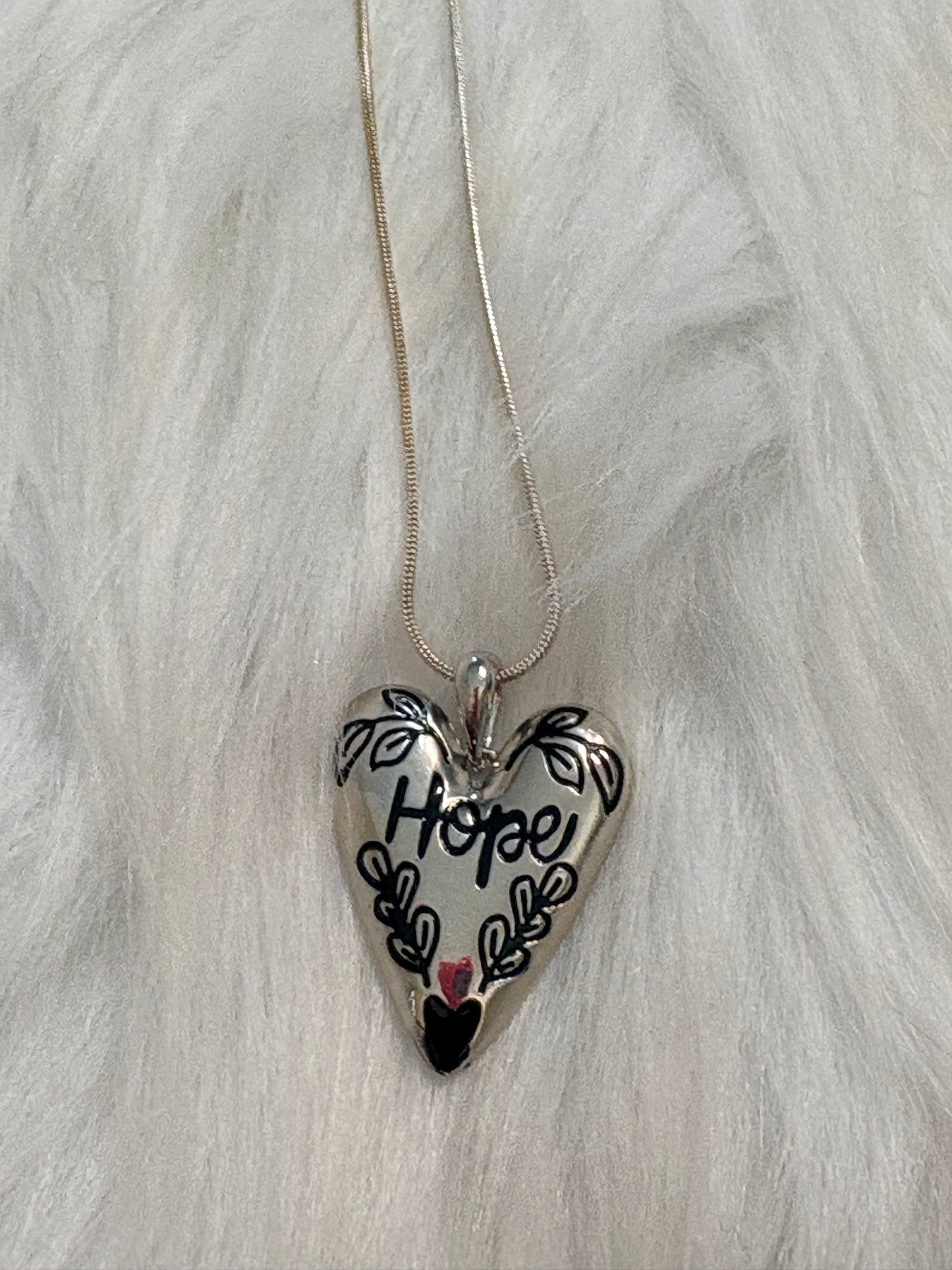 Hope Heart Pendant Necklace – Silver-Tone Inspirational Jewelry