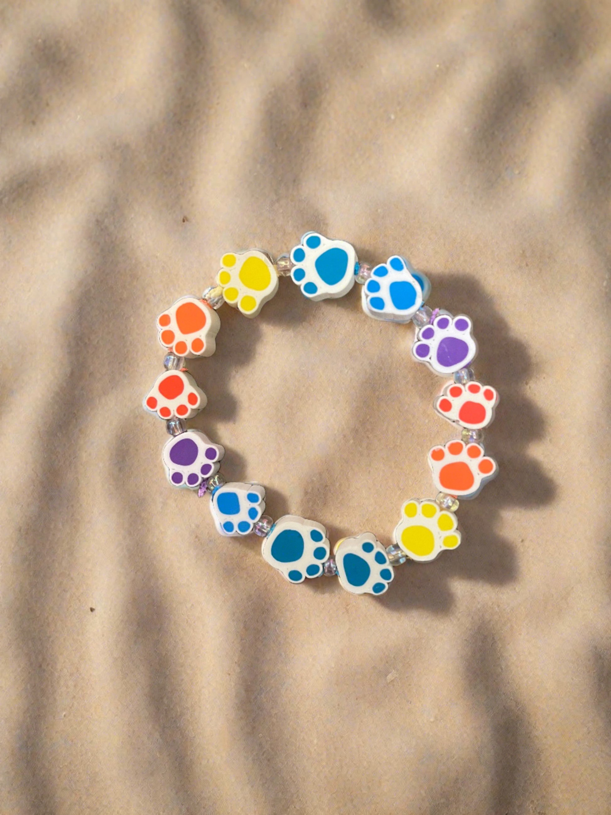 Paw Shaped Rainbow colors Bead Elastic/Stretch BraceletPink tiful of LOVE