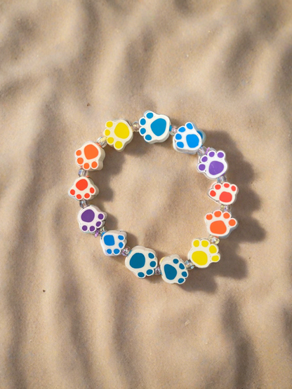 Paw Shaped Rainbow colors Bead Elastic/Stretch BraceletPink tiful of LOVE